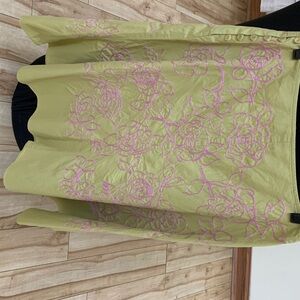 J. Jill Olive and Pink Embroidered Skirt